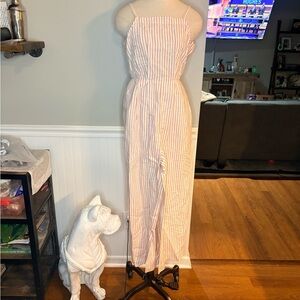 Madewell Pink and White Striped Spaghetti-Strap Jumpsuit